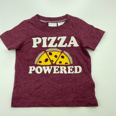Boys Carters, maroon t-shirt / top, pizza, GUC, size 0,  