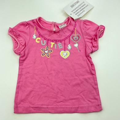Girls Baby Biz, pink cotton t-shirt / top, NEW, size 000,  
