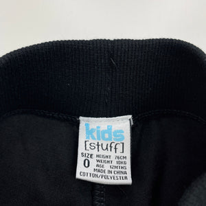 Girls Kids Stuff, black velour pants / bottoms, elasticated, GUC, size 0,  