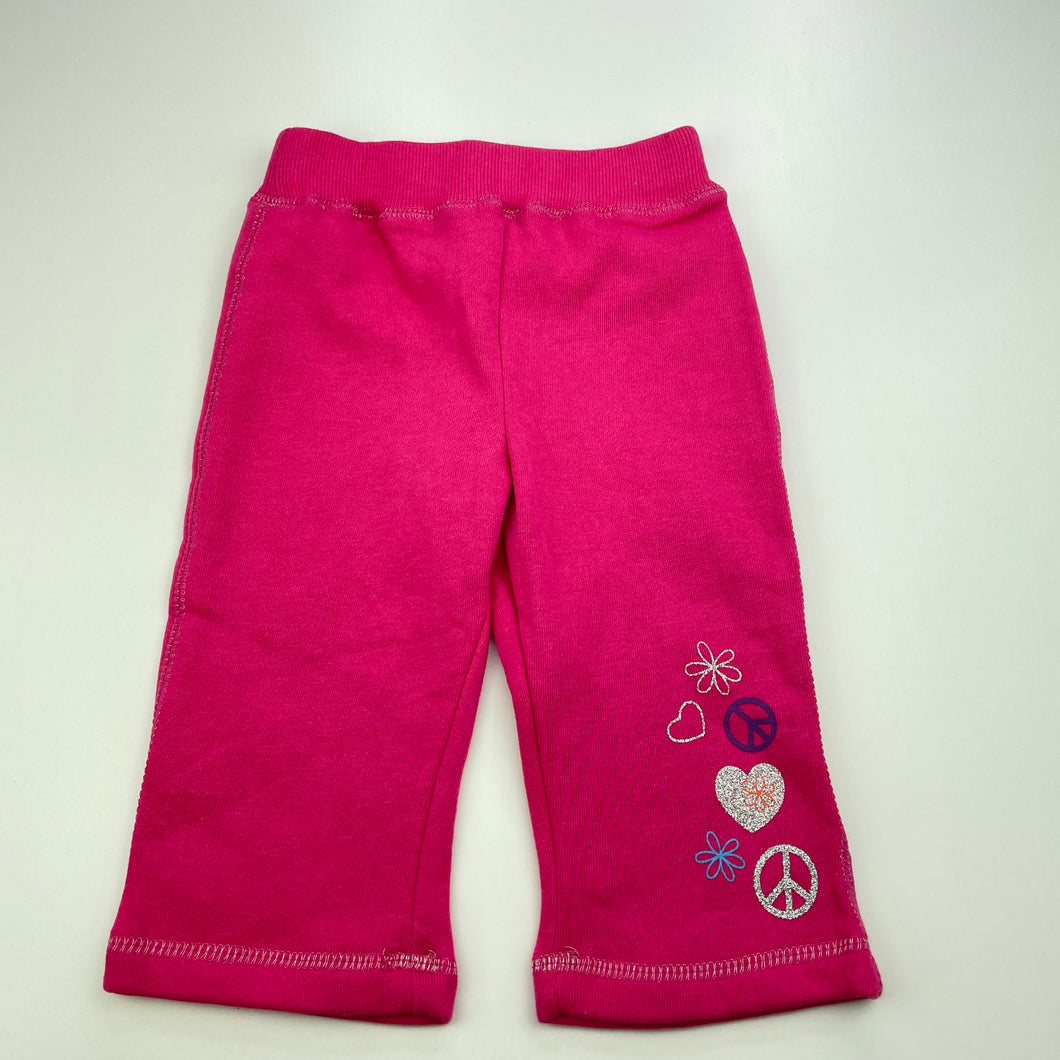 Girls B&L, pink fleece lined casual pants, elasticated, EUC, size 0,  