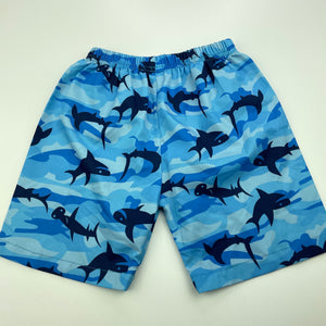 Boys blue, lightweight shorts, elasticated, sharks, GUC, size 2,  