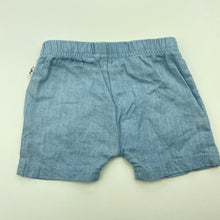 Load image into Gallery viewer, Girls Little Bubba, blue chambray cotton shorts, elasticated, EUC, size 00,  