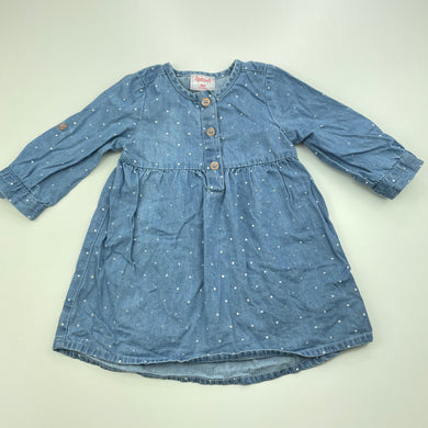 Girls Sprout, chambray cotton casual dress, GUC, size 000, L: 34cm