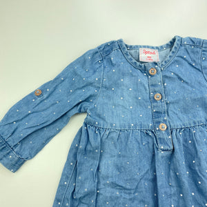 Girls Sprout, chambray cotton casual dress, GUC, size 000, L: 34cm