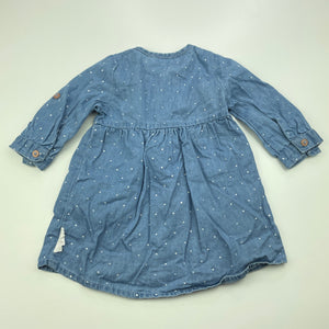 Girls Sprout, chambray cotton casual dress, GUC, size 000, L: 34cm