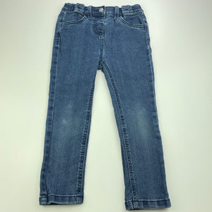 Girls Anko, blue stretch denim jeans, adjustable, Inside leg: 39cm, FUC, size 4,  
