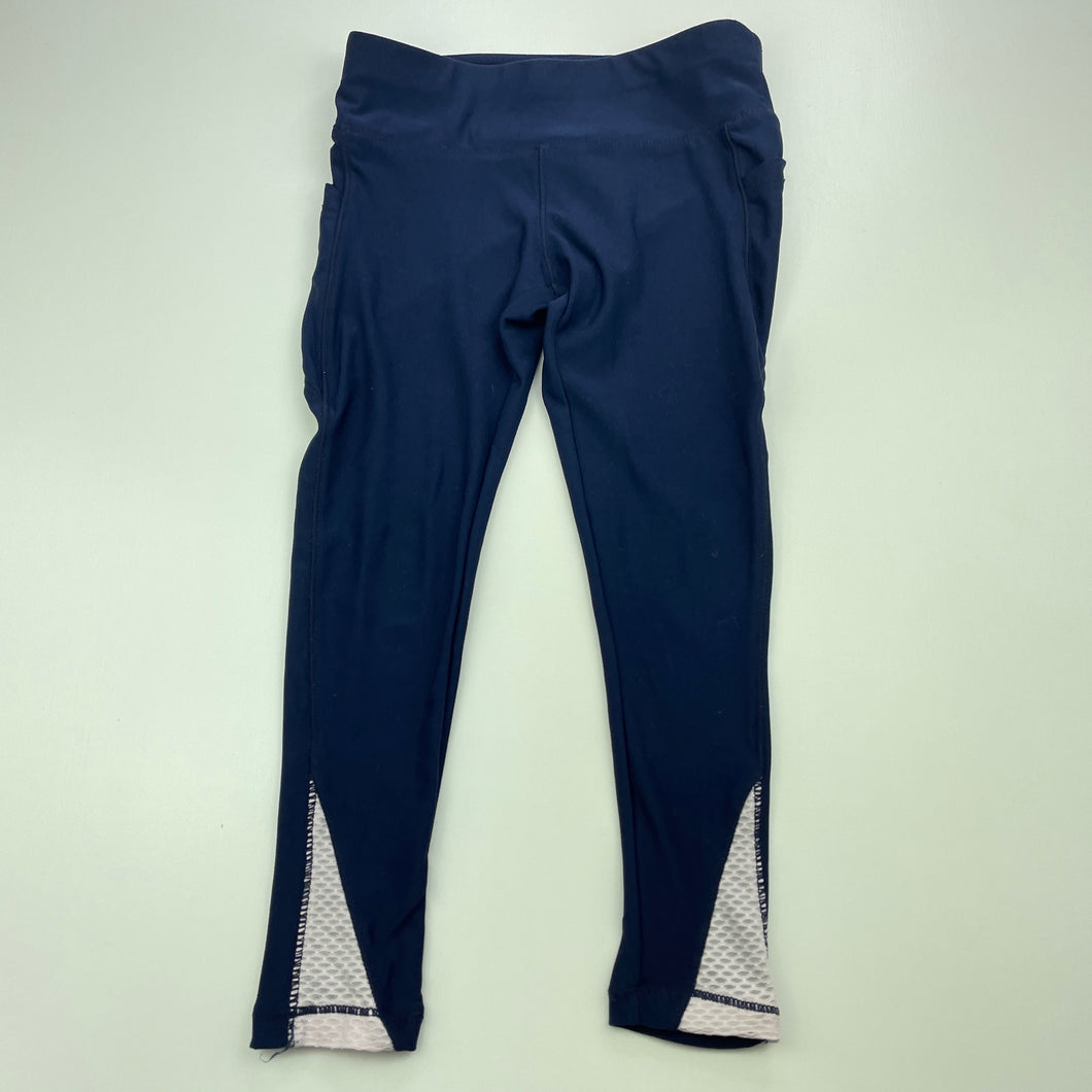 Girls Anko, navy sports / activewear leggings, Inside leg: 37cm, FUC, size 4,  