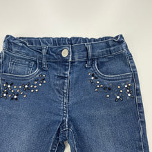 Load image into Gallery viewer, Girls H&amp;T, blue stretch denim jeans, adjustable, Inside leg: 37cm, FUC, size 3,  