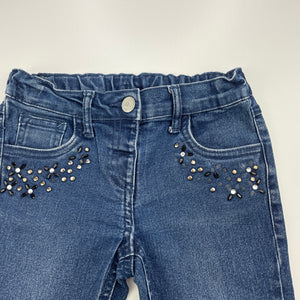 Girls H&T, blue stretch denim jeans, adjustable, Inside leg: 37cm, FUC, size 3,  