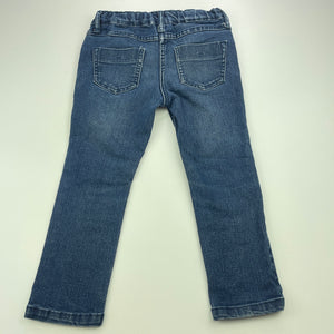 Girls H&T, blue stretch denim jeans, adjustable, Inside leg: 37cm, FUC, size 3,  