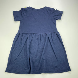 Girls KID, navy cotton casual dress, unicorn, NEW, size 2, L: 50cm