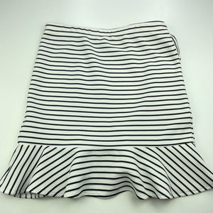 Girls Bardot Junior, black & white stripe ruffle skirt, elasticated, L: 42cm, GUC, size 12,  