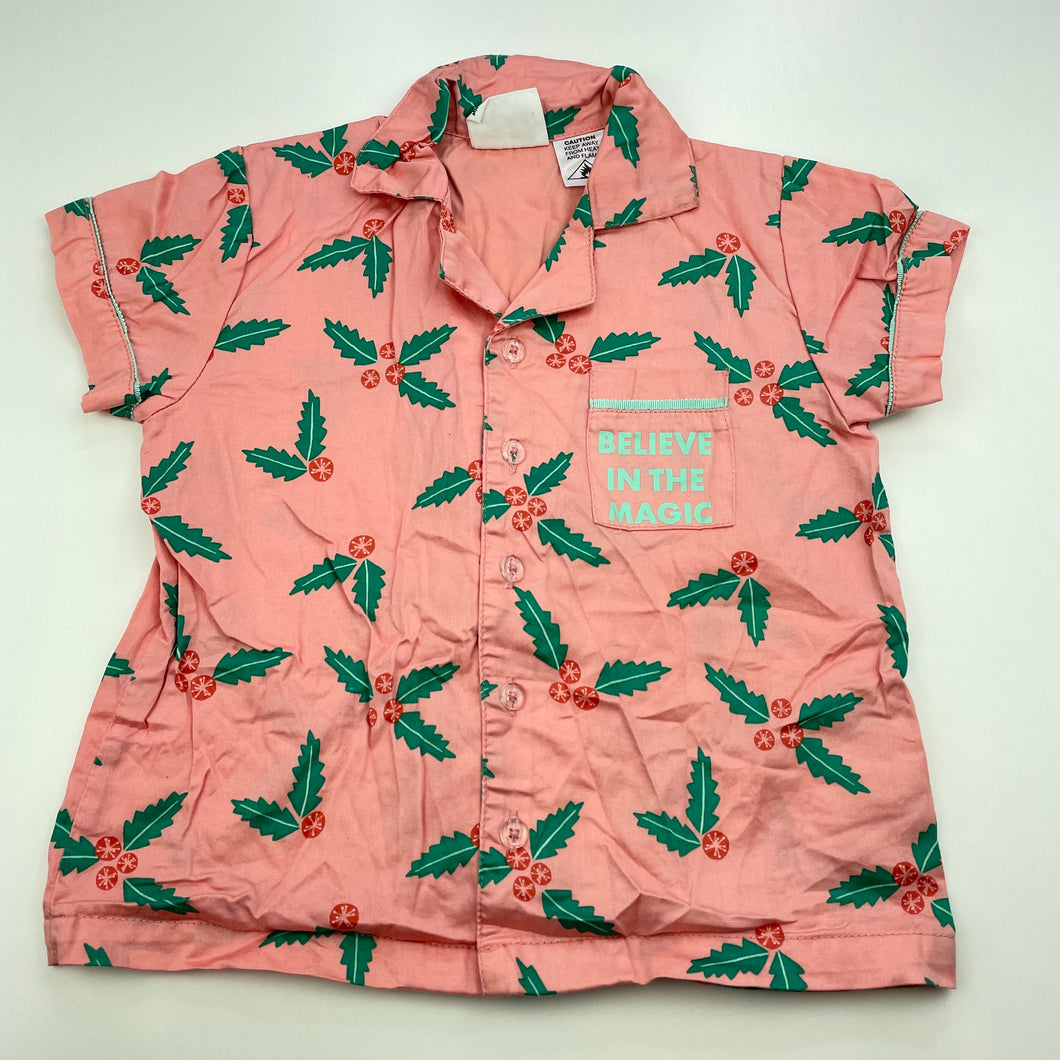 Girls Cotton On, Christmas cotton pyjama top, EUC, size 2,  