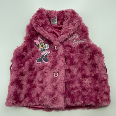 Girls Disney, Minnie Mouse faux fur vest / jacket, GUC, size 00,  