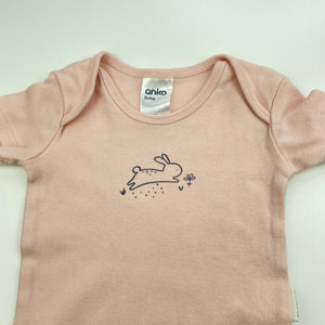 Girls Anko, organic cotton bodysuit / romper, rabbit, GUC, size 000,  