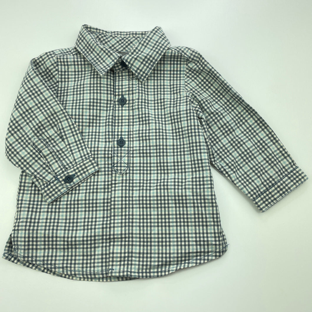 Boys Baby Gap, checked cotton long sleeve shirt, EUC, size 00,  