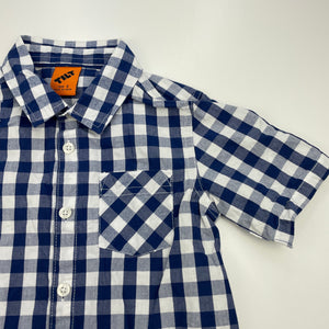 Boys Tilt, blue check short sleeve cotton shirt, GUC, size 4,  