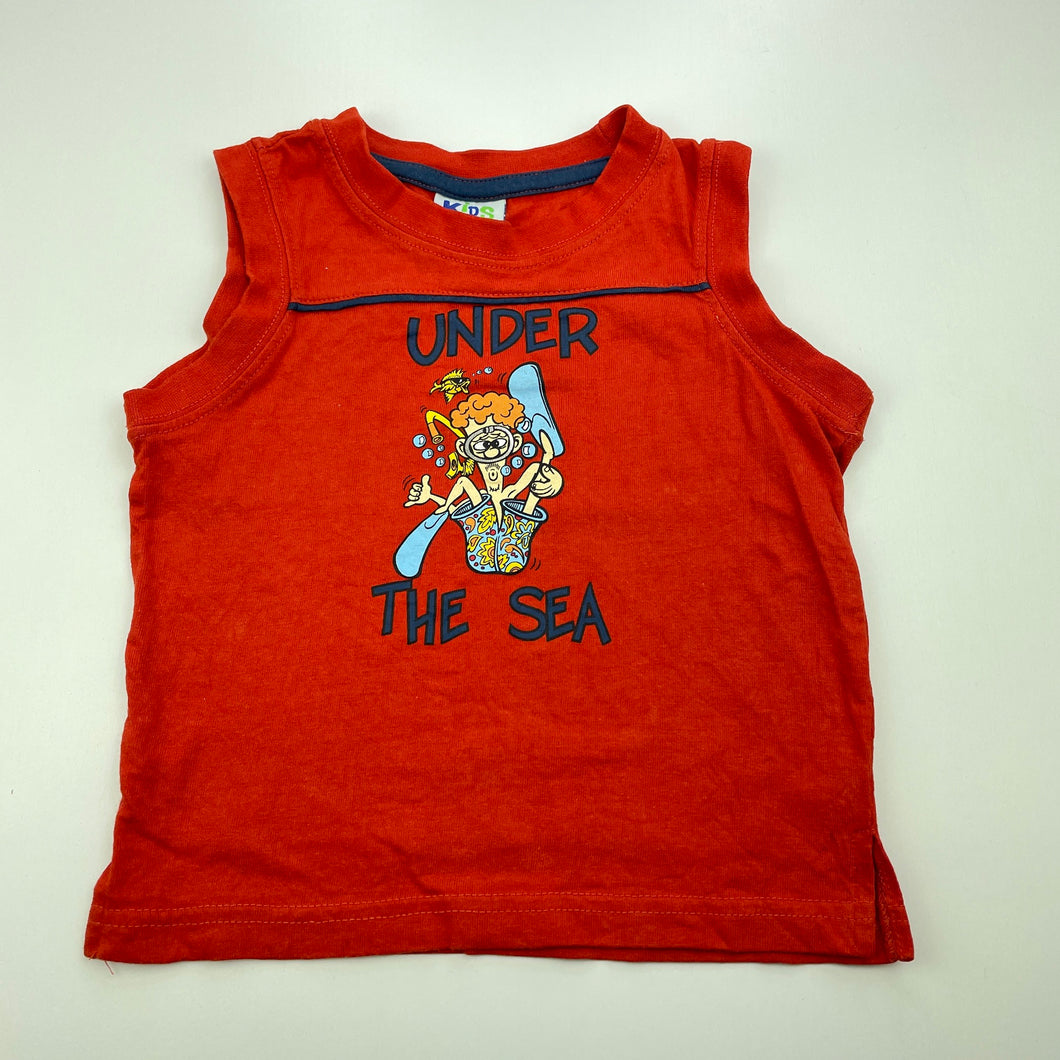 Boys Kids Stuff, cotton singlet / tank top, GUC, size 1,  