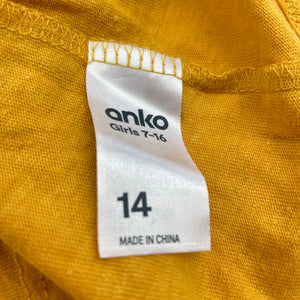 Girls Anko, linen blend tie front t-shirt / top, EUC, size 14,  