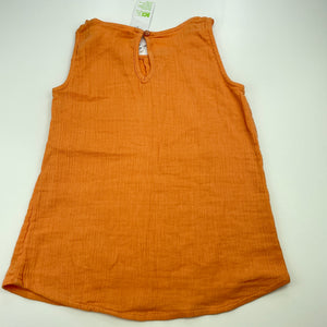 Girls Anko, orange crinkle cotton top, NEW, size 8,  