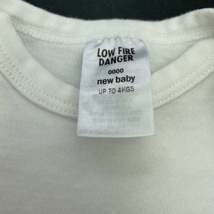 unisex Target, white cotton bodysuit / romper, GUC, size 0000,  
