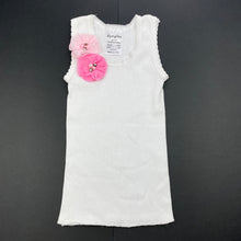 Load image into Gallery viewer, Girls Dymples, white ribbed cotton singlet top, GUC, size 00,  