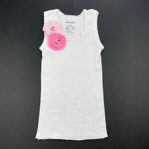 Girls Dymples, white ribbed cotton singlet top, GUC, size 00,  