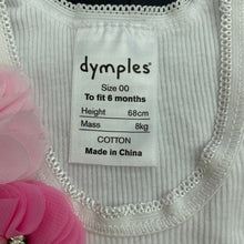 Load image into Gallery viewer, Girls Dymples, white ribbed cotton singlet top, GUC, size 00,  