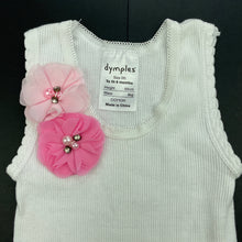 Load image into Gallery viewer, Girls Dymples, white ribbed cotton singlet top, GUC, size 00,  