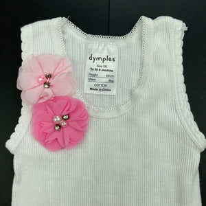 Girls Dymples, white ribbed cotton singlet top, GUC, size 00,  