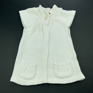 Girls Sprout, white knitted cotton short sleeve cardigan, FUC, size 2,  