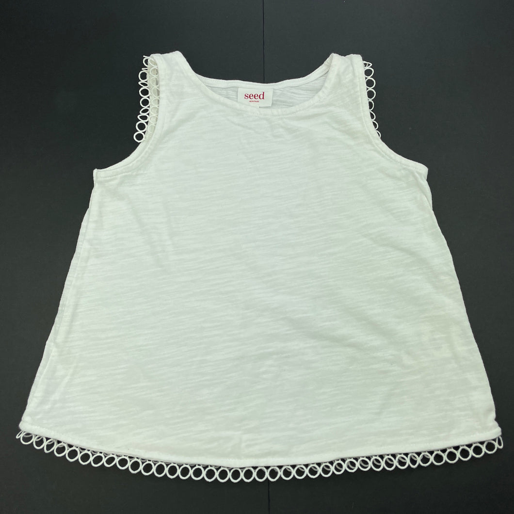 Girls Seed, white cotton sleeveless top, GUC, size 5,  