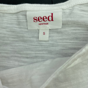 Girls Seed, white cotton sleeveless top, GUC, size 5,  