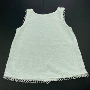 Girls Seed, white cotton sleeveless top, GUC, size 5,  
