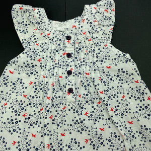 Girls purebaby, lightweight organic cotton summer dress, GUC, size 000, L: 34cm