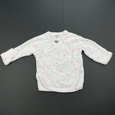 Girls Bonds, white cotton long sleeve cross-over top, GUC, size 0000,  