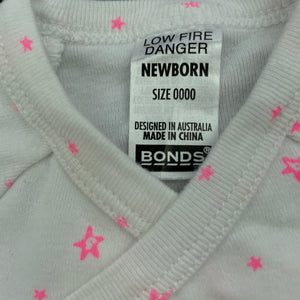 Girls Bonds, white cotton long sleeve cross-over top, GUC, size 0000,  