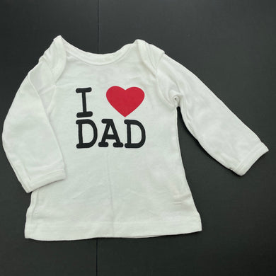 unisex Cotton On, white cotton long sleeve top, dad, EUC, size 000,  