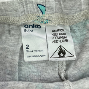 Boys Anko, grey pyjama pants / bottoms, crocodiles, GUC, size 2,  