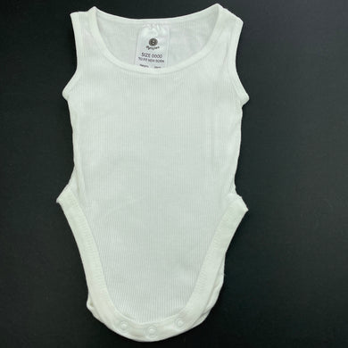 unisex Dymples, white ribbed cotton singletsuit / romper, EUC, size 0000,  
