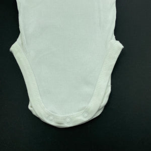 unisex Dymples, white ribbed cotton singletsuit / romper, EUC, size 0000,  