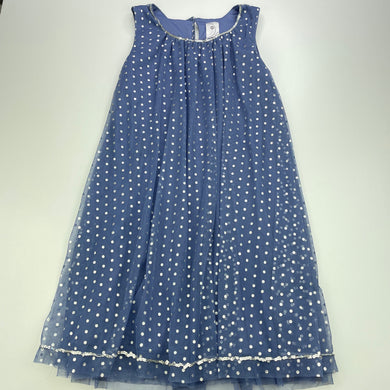 Girls Target, blue & silver spot tulle party dress, GUC, size 7, L: 66cm