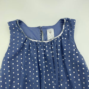 Girls Target, blue & silver spot tulle party dress, GUC, size 7, L: 66cm