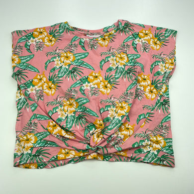 Girls Mango, twist front floral cotton top, EUC, size 10,  