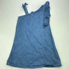 Load image into Gallery viewer, Girls 1964 Denim Co, chambray cotton asymmetrical dress, GUC, size 6, L: 60cm