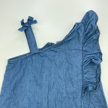 Load image into Gallery viewer, Girls 1964 Denim Co, chambray cotton asymmetrical dress, GUC, size 6, L: 60cm