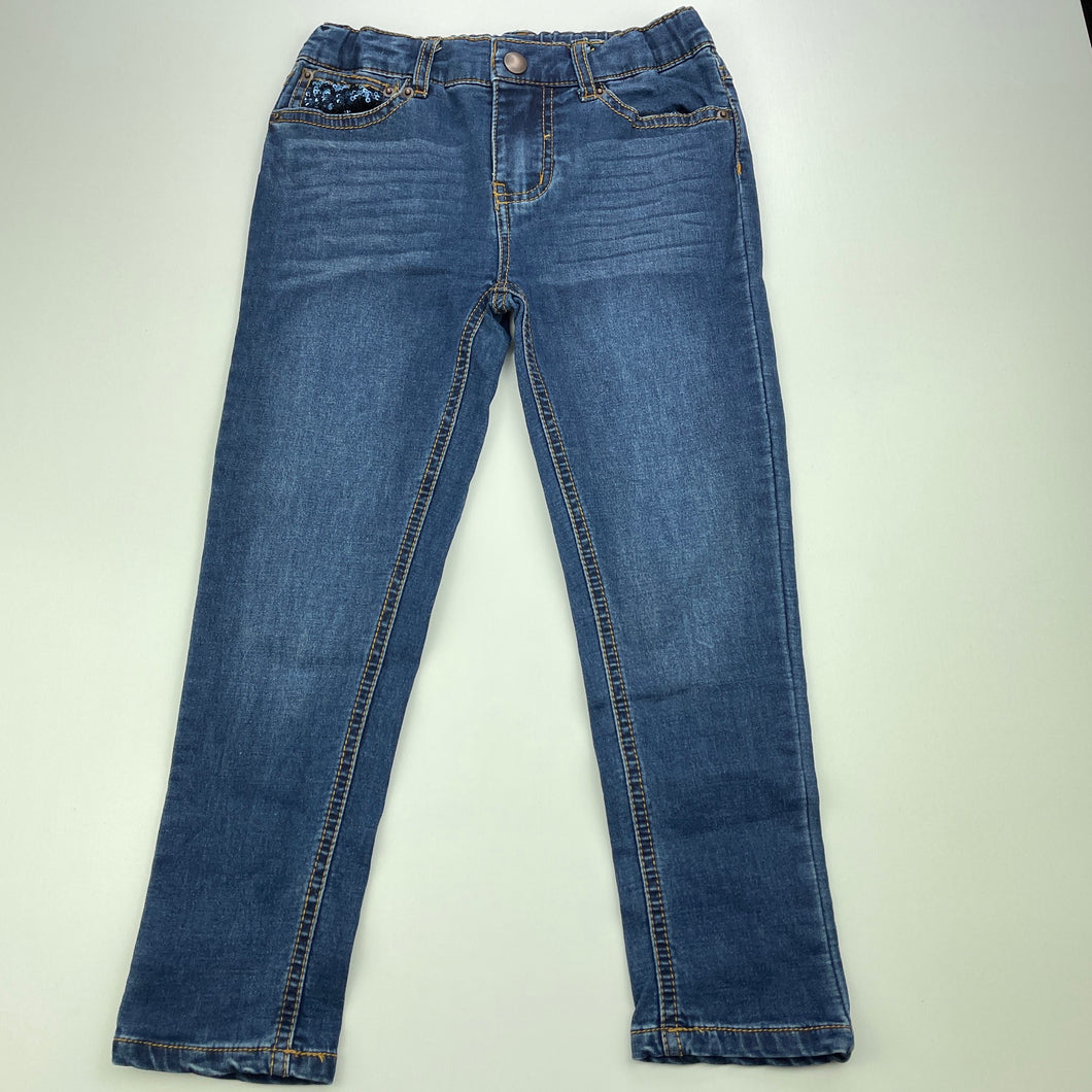 Girls Peter Alexander, lightweight stretch denim jeans, adjustable, Inside leg: 41.5cm, EUC, size 4,  