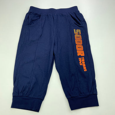 Boys Thomas & Friends, navy cotton cropped pants, elasticated, Inside leg: 27cm, EUC, size 6,  