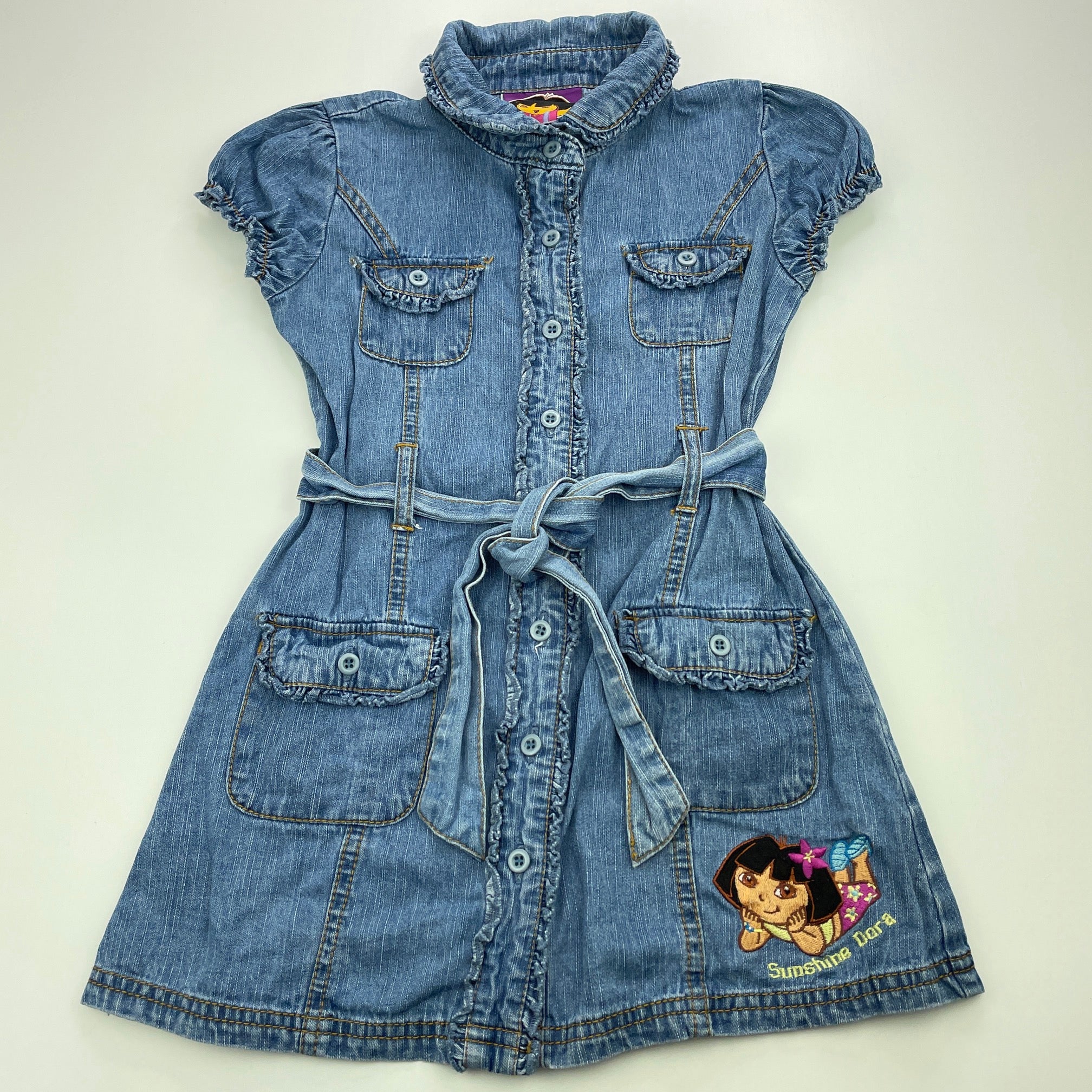 Dora the Explorer, denim shirt dress, GUC, size 5, L: 54cm – DaisyChainClothing