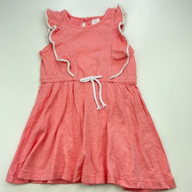 Girls Target, pink cotton casual dress, FUC, size 2, L: 48cm